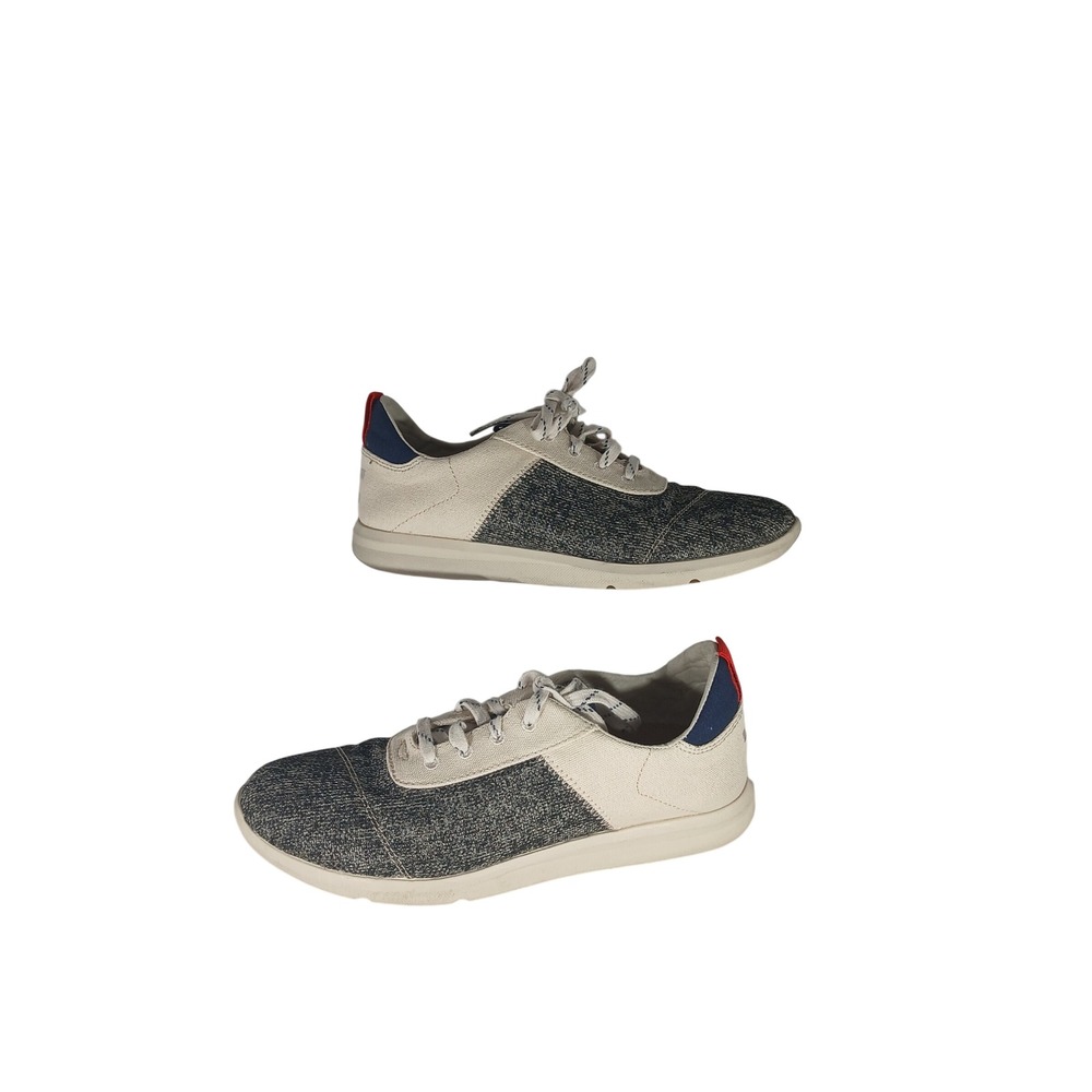 TOMS Del Rey Sneakers 8.5 Cream Charcoal Blue Mixed Media Casual Athleisure